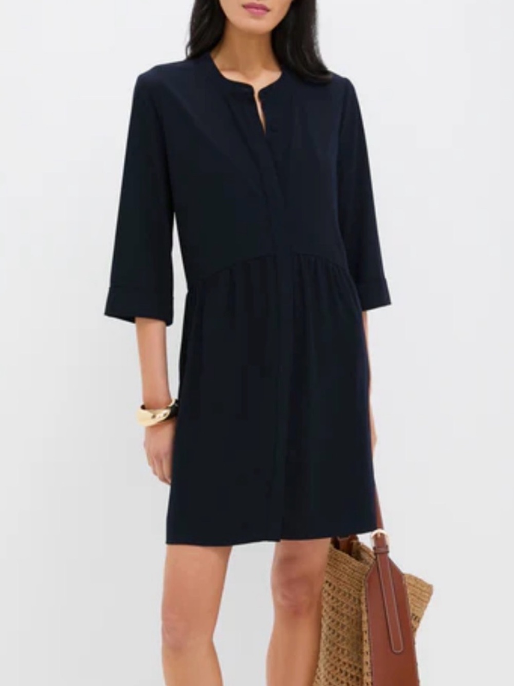 Tuckernuck Navy Blue Crepe Royal Shirt Dress NWT Sz L - Picture 5 of 8